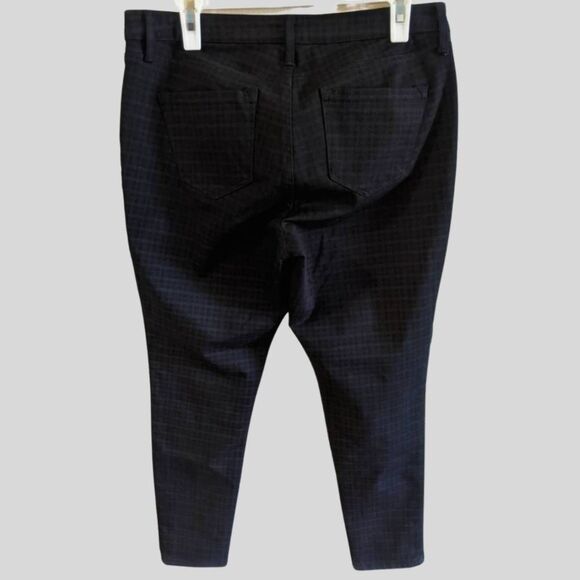 Nine West Gramercy Pants Women's Size 12 Black Gold Plaid Skinny Stretch Ankle - Picture 3 of 12